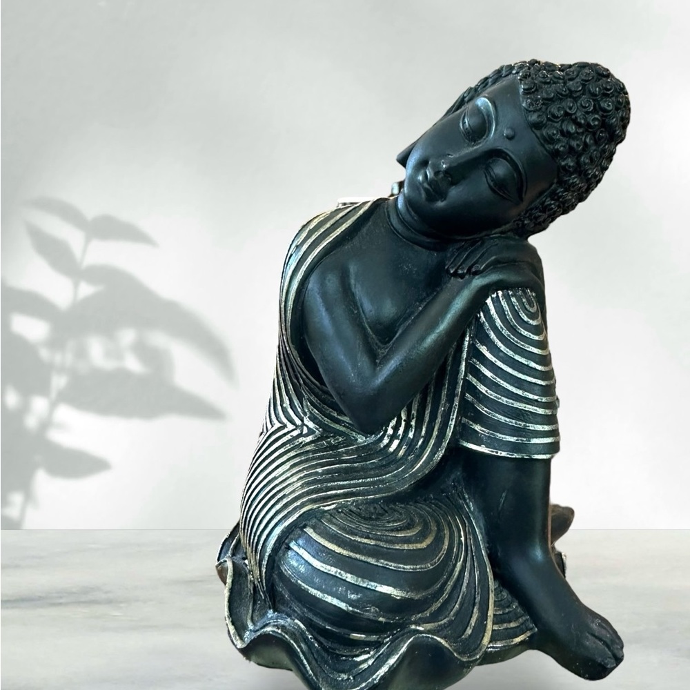 Zen Sleeping Buddha Decorative Resin Statue Southeast Asia Style ~ 6.5” tall